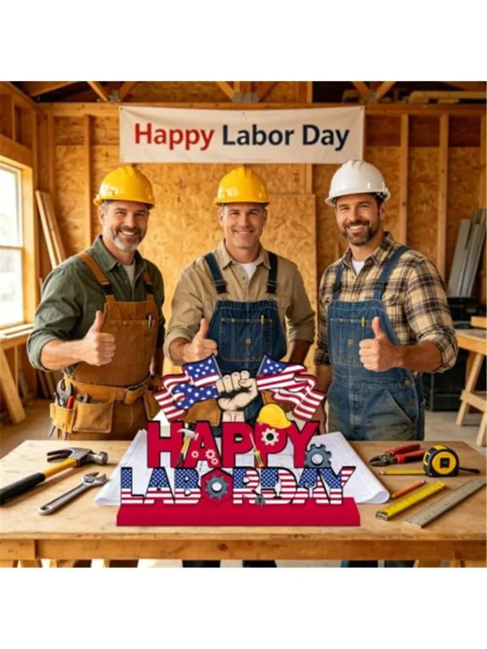 Labor Day Decorations 11.8 X 7.8 Inches Wooden Table Centerpiece